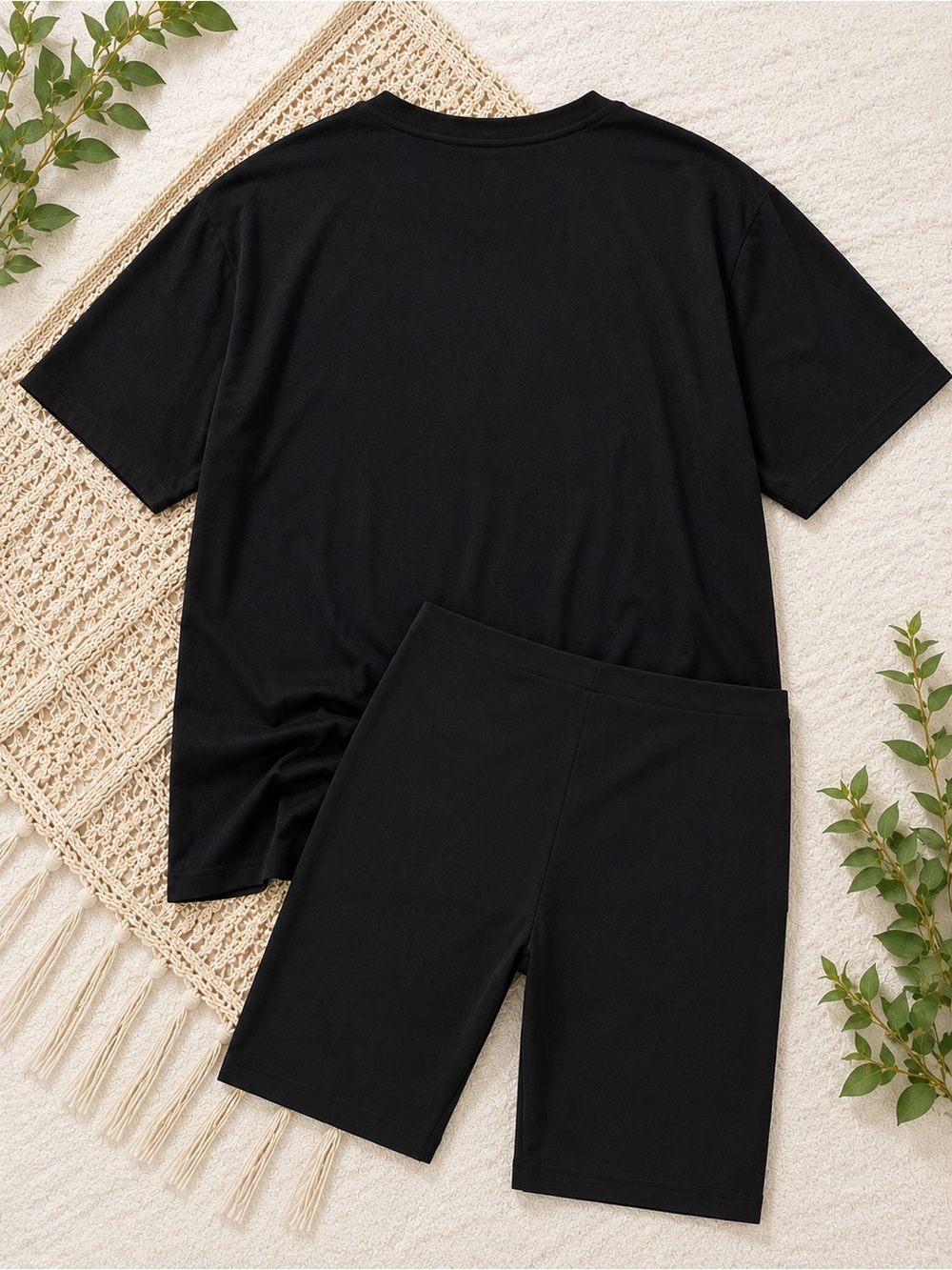 PLUS SIZE Black Floral Logo Tee & Bike Shorts Set - Picture 2 of 2
